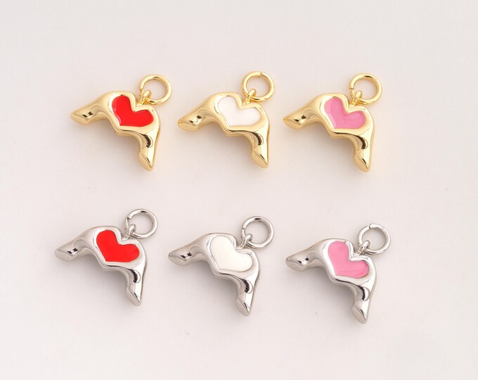 Enamel Hand Heart Pendant,Gesture Pendant,18K Gold Filled Heart Charm,DIY Jewelry Accessories,13.6x15x4mm