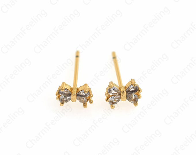 18K Gold Filled Bow Earrings,Dainty Exquisite Earrings, Bow Hoops,A Gift For Her, 7.8x6x2.5mm