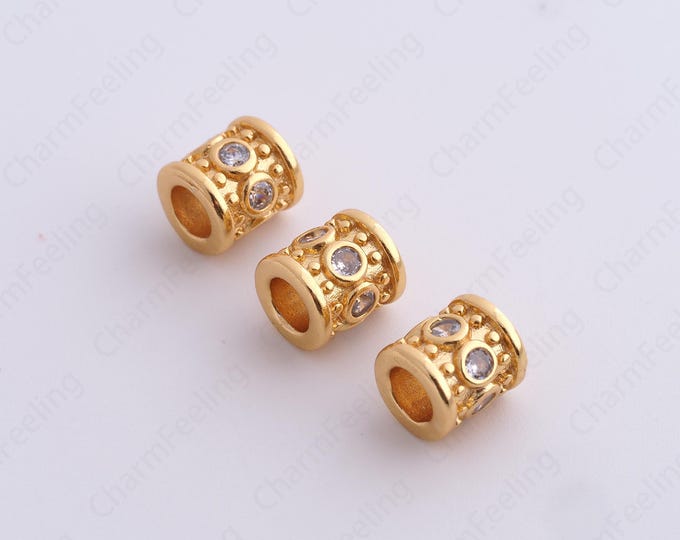 Gold Round Spacer Beads, 18K Gold Filled Tube Beads,Dainty Round Bracelet Necklace Spacer Beads, DIY Jewelry Supplies,8x6.8mm