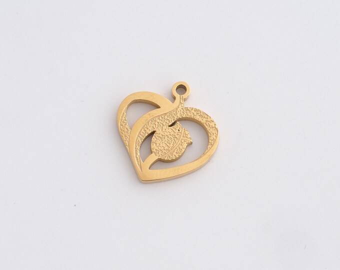 Stainless Steel Heart Pendant,Love Charms, Heart Charm, DIY Jewelry Supplies, 16.4x15.6x1.6mm