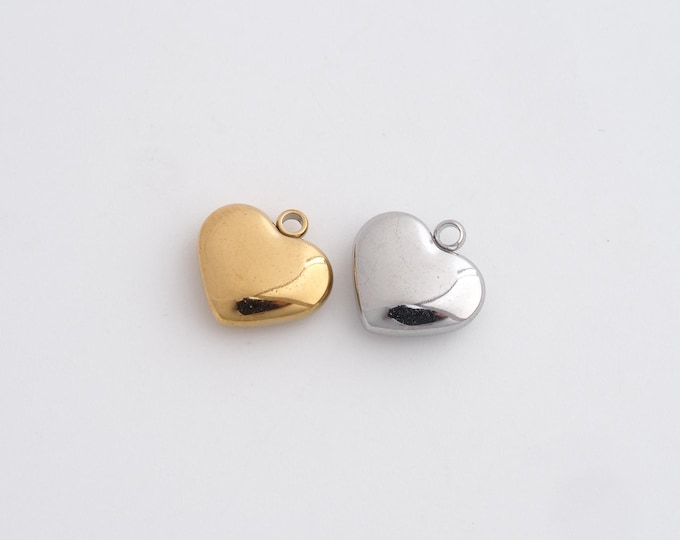 Heart Necklace,Dainty Heart Charm, 18K Gold Filled Heart Pendant, Love Necklace, DIY Jewelry Accessories 11x11x3.7mm