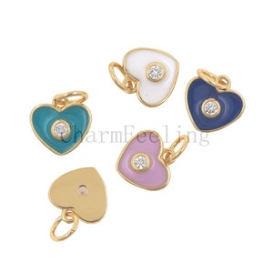 enamel heart charm,tiny heart necklace,red enamel heart 12*9*2mm 1pcs