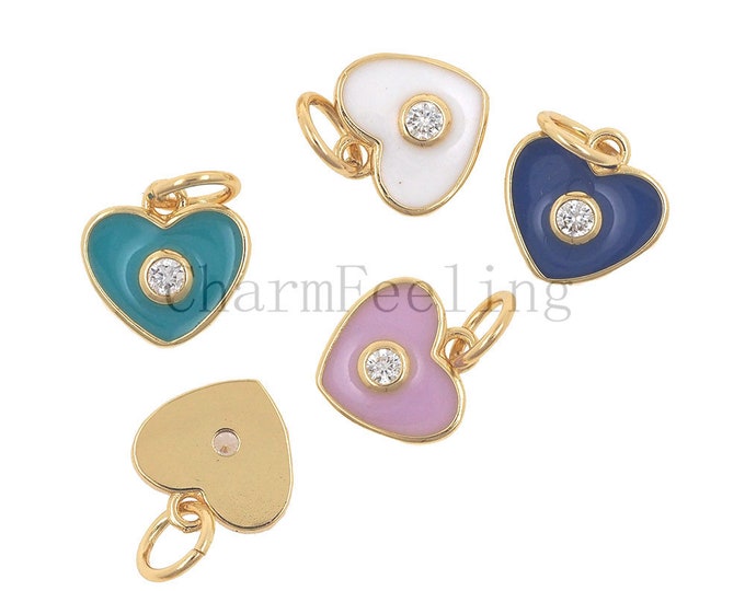 enamel heart charm,tiny heart necklace,red enamel heart 12*9*2mm 1pcs