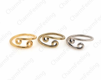 Adjustable Rings, Minimalist Rings, Gold Open Rings, Wavy Curved Rings, Exquisite Stackable Rings,Gift For Her 1pcs
