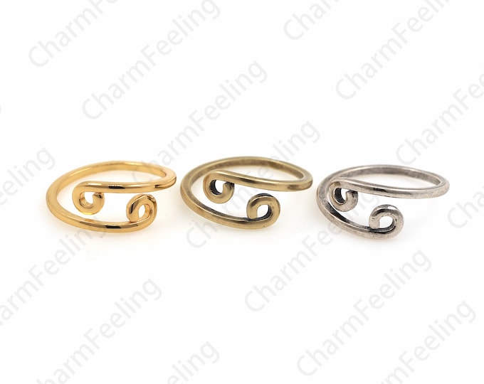 Adjustable Rings, Minimalist Rings, Gold Open Rings, Wavy Curved Rings, Exquisite Stackable Rings,Gift For Her 1pcs