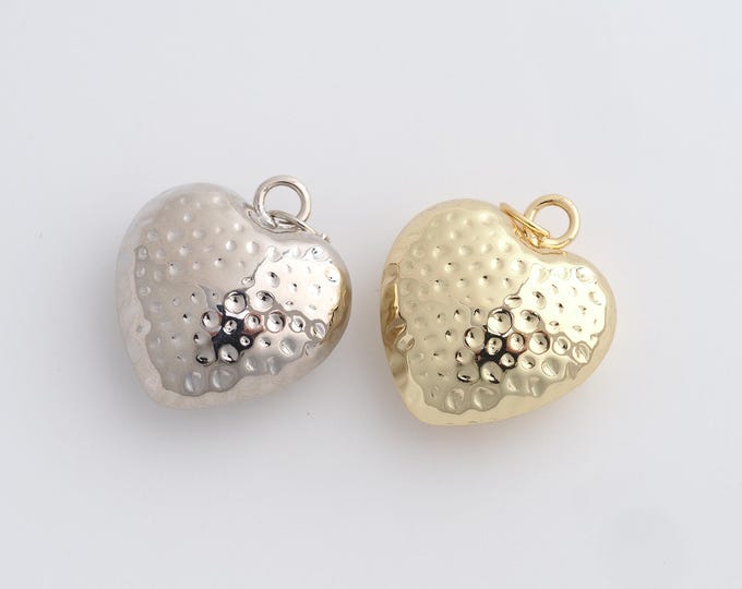 Heart Charm,Puffed Heart Pendant, 18K Gold Filled Love Necklace,DIY Jewelry Accessories,28x20.6x10.3mm