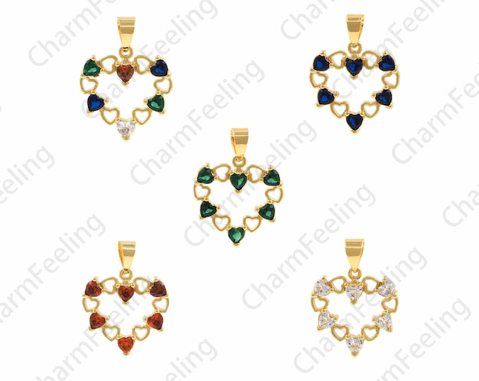Heart Charm, 18K Gold Filling Enamel Heart Pendant, Heart Charm,Heart Necklace, Enamel Charm, DIY Jewelry Accessories 16x21x3mm