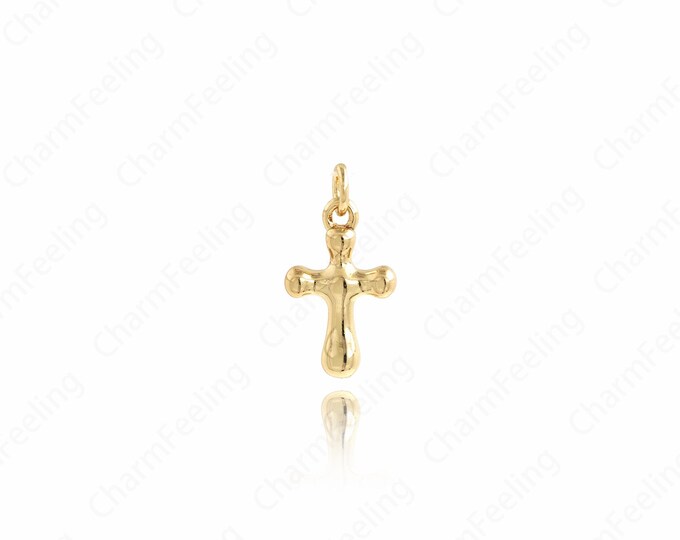 Gold Cross Charm,18K Gold Filled Cross Pendant,Micropavé CZ Religion Necklace,Cross Charm,DIY Jewelry Accessories,16x8.5x2.5mm