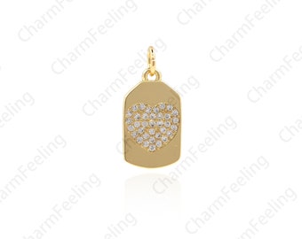 Rectangular Heart Pendant, Heart Charm, Heart Necklace, Gold Rectangular Heart Charm, DIY Jewelry Making 20.3x9.6x1.6mm 1pcs