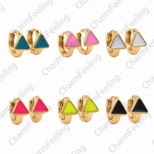 18K Gold Filled Enamel Triangle Earrings,Geometric Earrings,Multicolor Enamel Earrings,Enamel Jewelry,Triangle Enamel Earrings,11x7mm 1 Pair