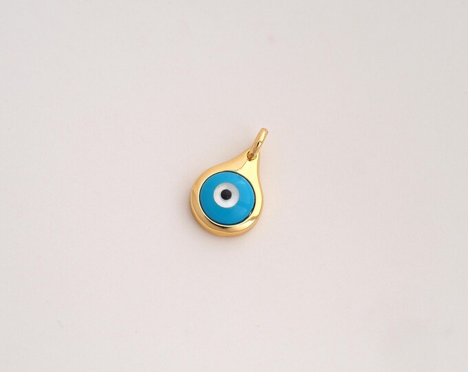 Enamel Evil Eye Pendant,Devil Eye Pendant,18K Gold Filled Eye Charm,DIY Jewelry Accessories,13.5x8.3x3.4mm