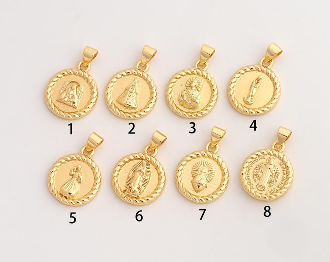 Jesus Pope Pendant,Religious Pendant,18K Gold Filled Sacred Heart Virgin Mary Charm,DIY Jewelry Accessories,22.6x14.8x3mm