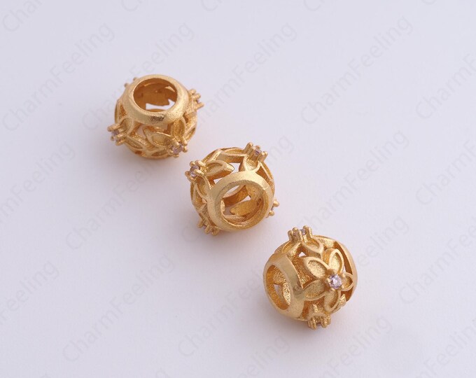 Gold Round Spacer Beads, 18K Gold Filled Tube Beads,Dainty Ball Bracelet Necklace Spacer Beads, DIY Jewelry Supplies,8.7x7.7mm