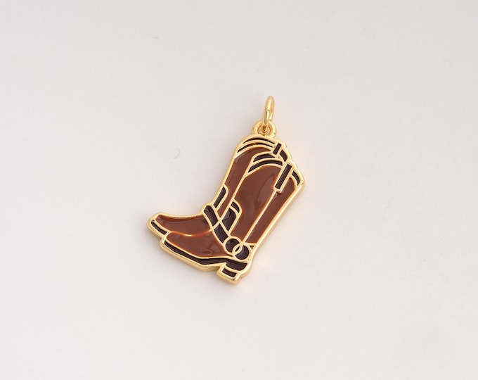 Enamel Knight Boot Pendant,Knight Boot Pendant,18K Gold Filled Knight Boot Charm,DIY Jewelry Accessories,25.2x16.3x2mm