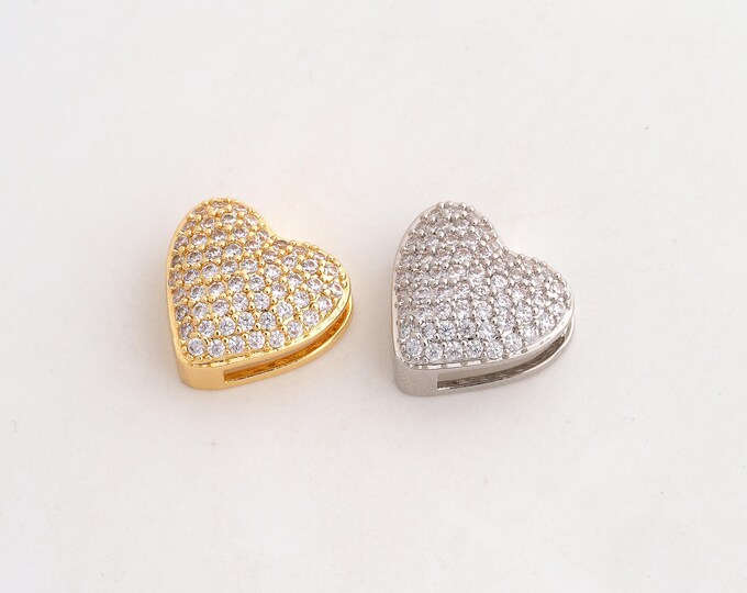 CZ Heart Pendant,Love Pendant,18K Gold Filled Heart Charm,DIY Jewelry Accessories,16.7x15x8mm