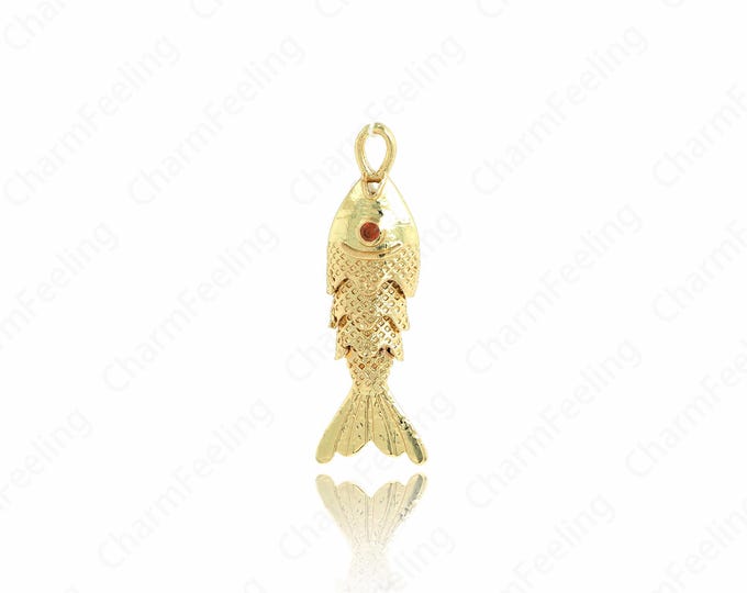 Fish Jewelry, Dainty Fish Necklace, Tropical Fish Pendant, 18K Gold Filled Fish Pendant,Marine Life Jewelry, 26.8x8.7x5mm