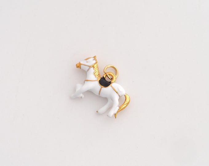 Enamel Horse Charms,Dainty Animal Charm, 18K Gold Filled Horse Pendant,DIY Jewelry Accessories 11.8x17x3.6mm