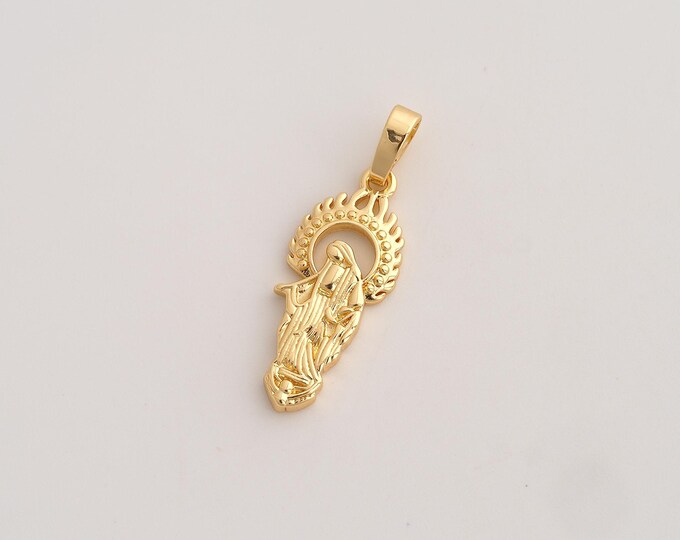 5 pcs Virgin Mary Pendant,Religious Pendant,18K Gold Filled Catholic Charm,DIY Jewelry Accessories,32.2x11x2.3mm