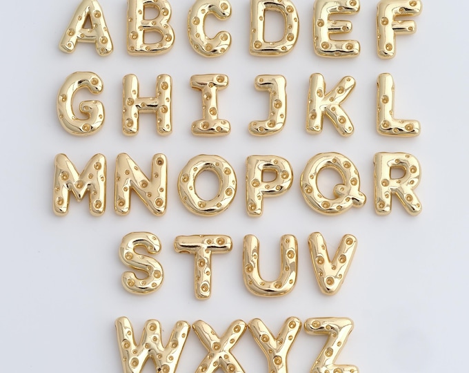 18K Gold Filled Initial Pendant, Micropavé CZ Letter Pendant, Alphabet Charm, DIY Jewelry Accessories, 18.2x16x4.3mm