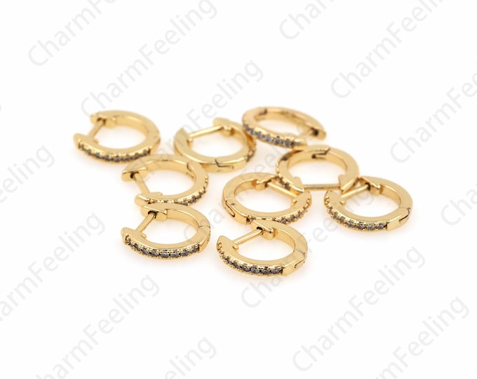 Micro-Pave Earrings, CZ Earrings, Round Ear Hoops, Ear Hoops Charm, Small Hoops, Simple Earrings 1 pair