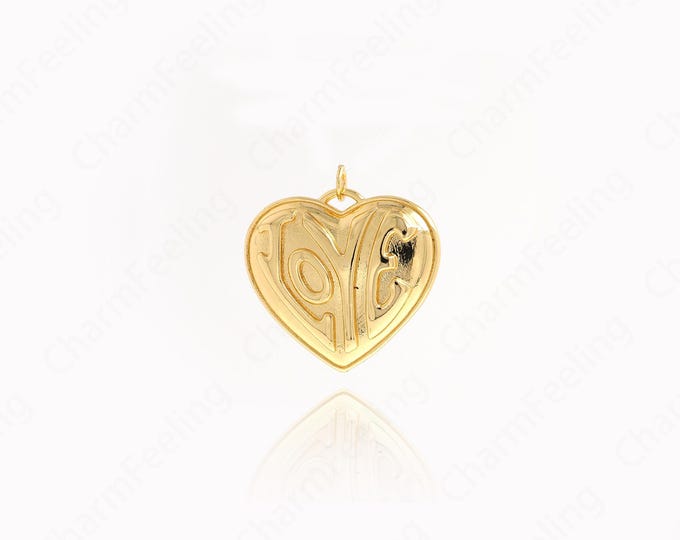 Gold Heart Pendant,Dainty Love Necklace,18K Gold Filled Heart Charm, Love Charm, DIY Jewelry Accessories, 28x27.7x4.7mm