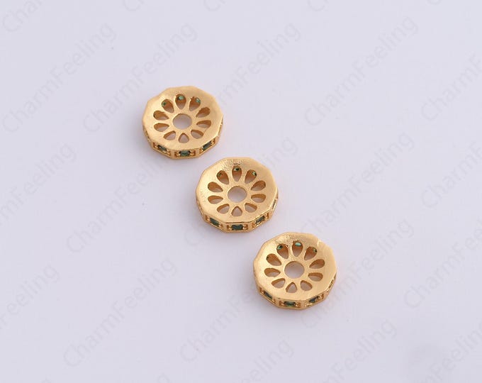 Gold Round Spacer Beads, 18K Gold Filled Flat Beads,Dainty Disc Bracelet Necklace Spacer Beads, DIY Jewelry Supplies,8x1.8mm