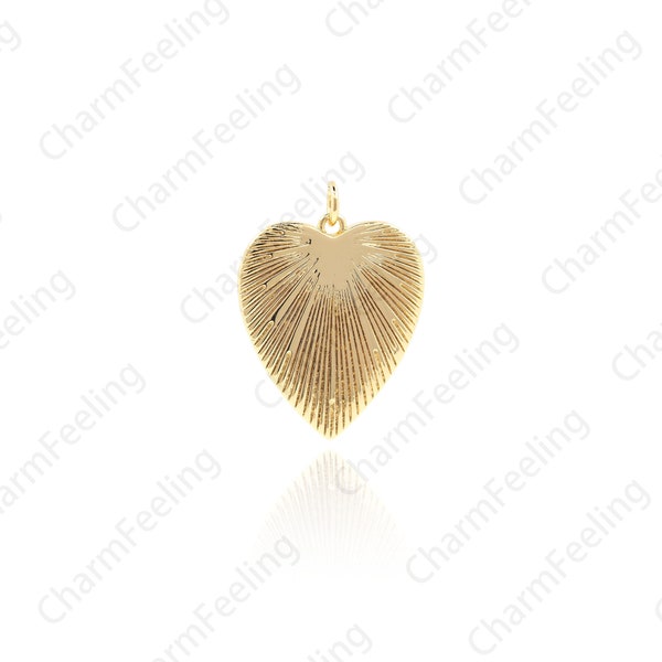 Big Heart-Shaped Necklace, Gold Heart-Shaped Pendant, Metal Heart Pendant, Heart Charm, LOVE Necklace 30x22x1.6mm 1pcs