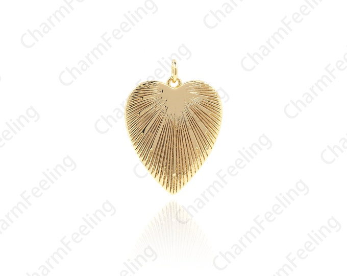 Big Heart-Shaped Necklace, Gold Heart-Shaped Pendant, Metal Heart Pendant, Heart Charm, LOVE Necklace 30x22x1.6mm 1pcs