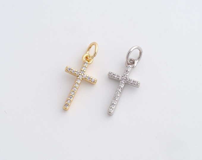 18K Filled Gold Cross Pendant, Cross Charm,Religious Jewelry, DIY Jewelry Making Accessories 18.8x8.3x2.2mm