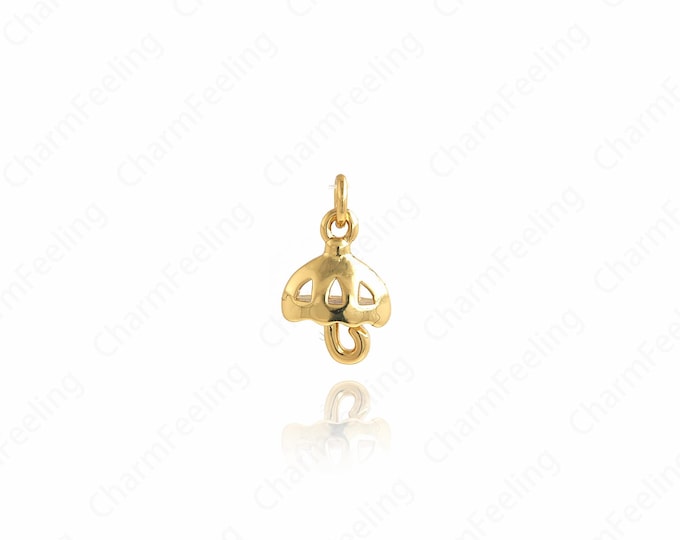 Exquisite Mushroom Pendant, 18K Gold Filled Fungus Necklace, Fungus Charm, Mushroom Charm, Gourmet Necklace, Food Pendant 14.6x8.3x4.4mm
