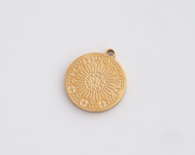 18K Gold Filled Round Coin Pendant,Disc Necklace,DiscPendant, Disc Charm, DIY Jewelry Accessories 16.8x14.8x1.8mm