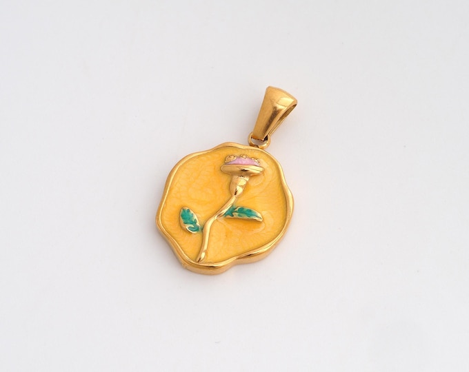 Enamel Flower Charms,Dainty Flower Charm, 18K Gold Filled Flower Pendant,DIY Jewelry Accessories 27.3x16.7x3.4mm