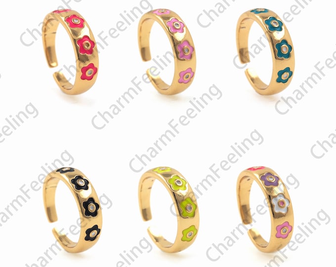 18K Gold Filled Enamel Star Ring, Enamel Star Ring, Star Jewelry, Enamel Jewelry, Gold Open Ring, Adjustable Ring