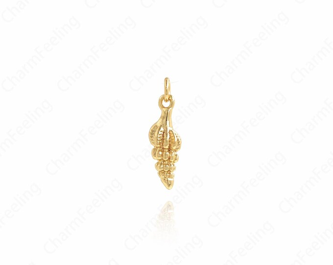 Shell Pendant, Beach Charm, 18K Gold Filled Beach Necklace, Shell Necklace, Shell Charm, DIY Jewelry Supplies, 18.4x5.5x5.5mm