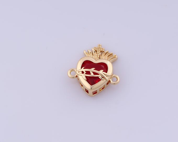 Micro-Pave Heart Connector, Love Connector, Heart Connector, DIY Jewelry Making Accessories 18x17.2x6.2mm