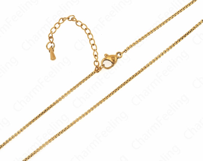 Box Chain Necklace Gold Necklace, Dainty Chain Necklace,  Layered Necklace,Stainless Steel Chain Classic Chain Necklace 37+6cm