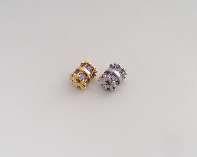 CZ 18K Gold Filled Round Spacer Beads,Tube Beads,Round Tube Beads,DIY Jewelry Supplies,7.6x6.8mm Hole 2mm