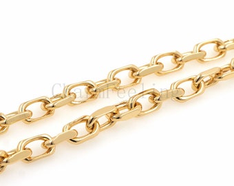 Rectangular chain, brass chain, welding chain, original brass chain, jewelry making 10.6x6mm 1 meter