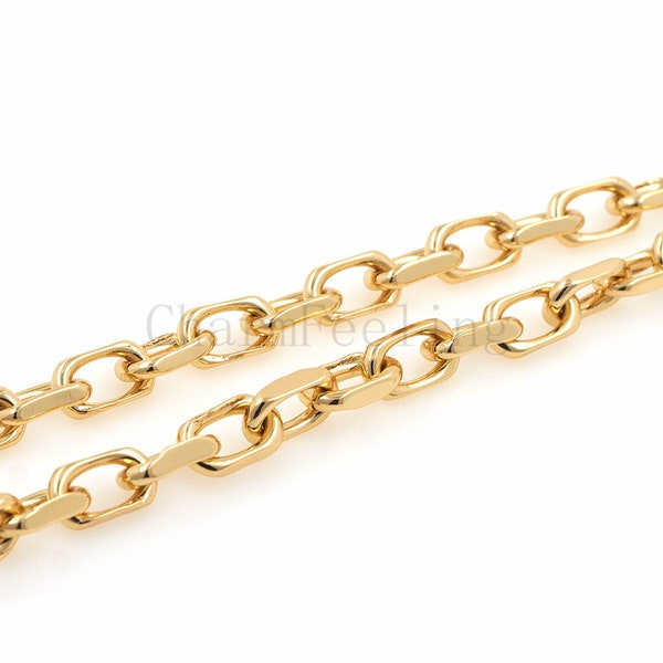 Rectangular chain, brass chain, welding chain, original brass chain, jewelry making 10.6x6mm 1 meter