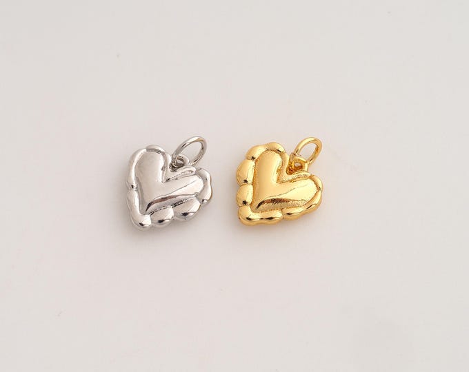 5 pcs Heart Pendant,Love Pendant,18K Gold Filled Heart Charm,DIY Jewelry Accessories,14.5x11.2x3mm