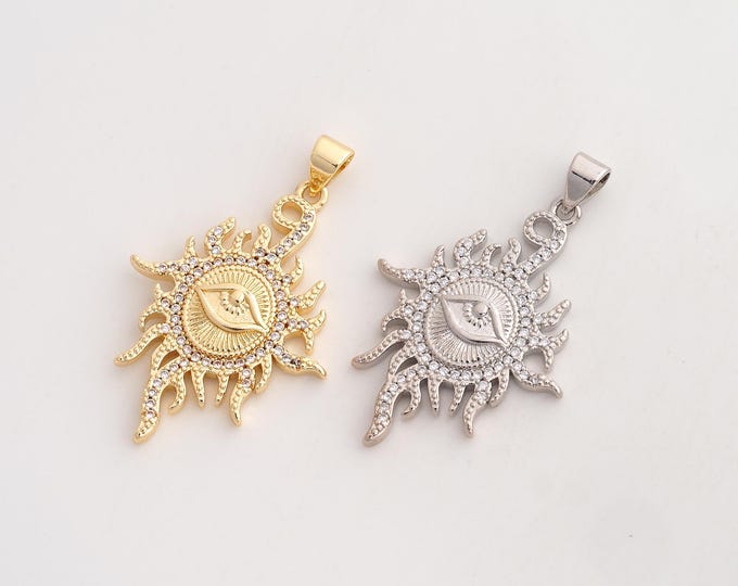 CZ Evil Eye Pendant,Devil Eye Pendant,18K Gold Filled Eye Charm,DIY Jewelry Accessories,37.5x23.3x3mm