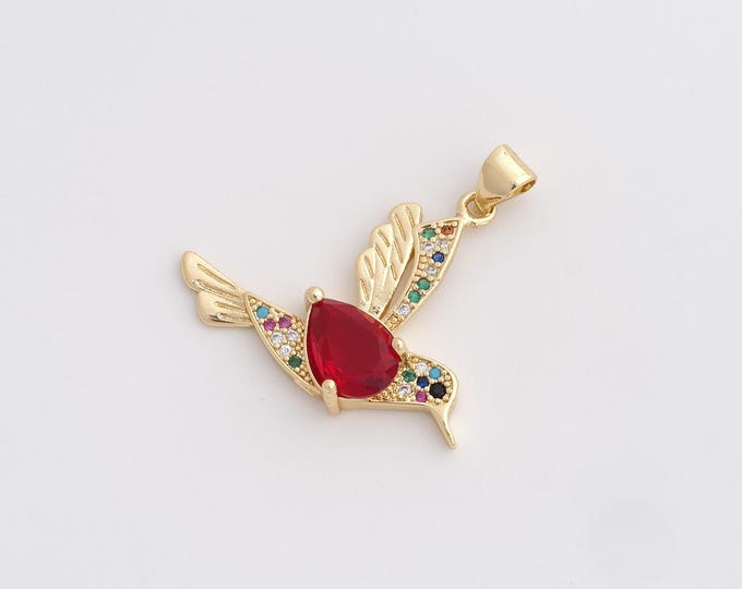 CZ Bird Pendant,Flying Pendant,18K Gold Filled Animal Charm,DIY Jewelry Accessories,30x29x5.3mm