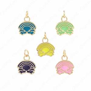 Rainbow Charm, 18K Gold Filled Enamel Rainbow Pendant, Rainbow Necklace, Enamel Charm, DIY Jewelry Accessories 18.5x15.5x1.5mm