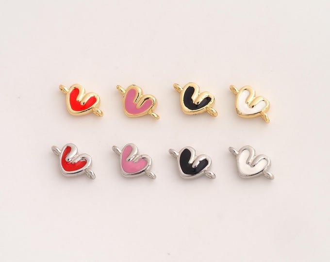 Enamel Heart Connector,Love Connector,18K Gold filled Heart Connector,DIY Bracelet Accessories, 10.7x6x2.7mm