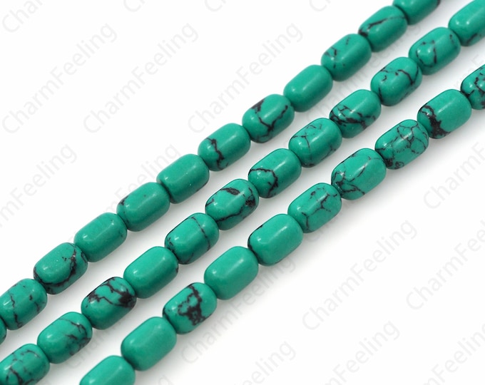 Natural Turquoise Smooth Tubular Beads, Turquoise Beads, Tubular Beads, Cylinder Beads, Turquoise Jewelry, DIY Jewelry Supplies, 10x12mm
