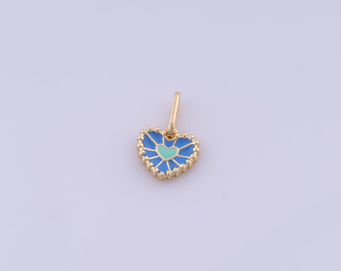 Enamel Heart Charm,18K Gold Filled Love Pendant,Heart Pendant,DIY Jewelry Making Accessories,16x11x2.2mm
