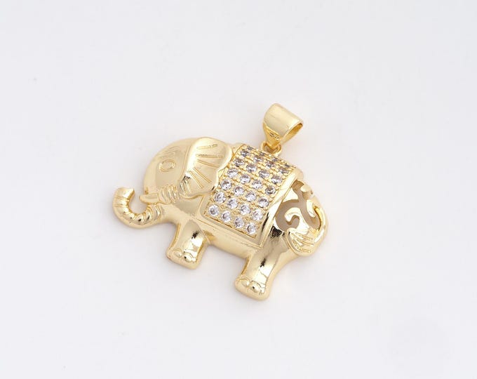 Elephant Pendant, Animal Charm,18K Gold Filled Elephant Charm, DIY Jewelry Making Accessories 23.4x25x5.6mm