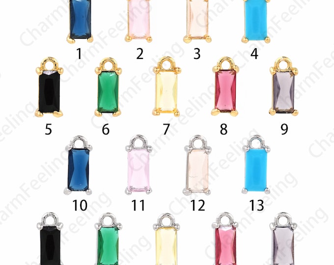 10 pcs,18K Gold Filled Rectangular Charm,Rectangular Pendant,Micropavé CZ Square Necklace,DIY Jewelry Making Supplies,9.5x4.5x3mm