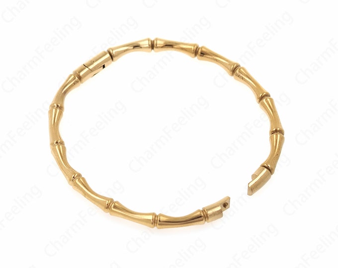 Bamboo Bangle,18K Gold Filled Open Bracelet, Simple Bracelet, Adjustable Bracelet, Gift for Her, Modern Bracelet,