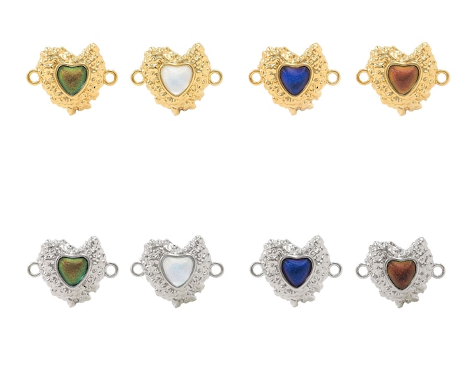 Heart Connector, Micropavé CZ Bracelet Necklace Connector, 18K Gold Filled Love Charm, Heart Charm, DIY Jewelry Supplies, 14x18.5x6mm
